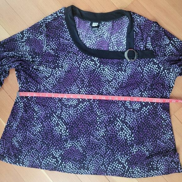 Vintage y2k square neckline purple abstract blouse office workwear professional - Picture 8 of 9